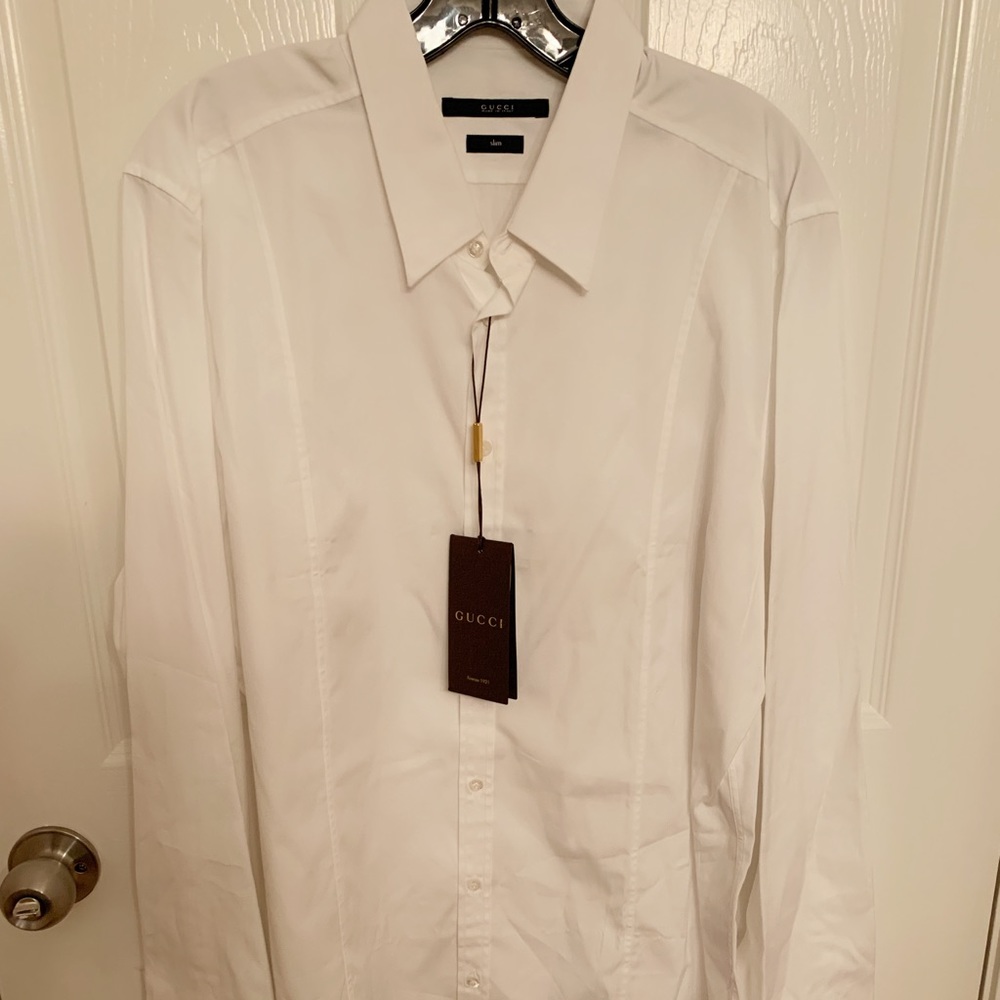 NWT! Gucci men’s white shirts slim fit 17.5